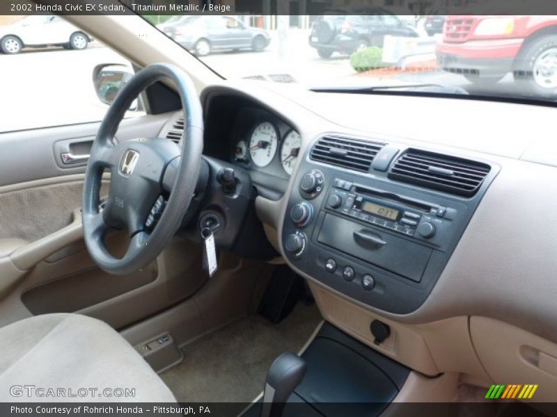 Titanium Metallic / Beige 2002 Honda Civic EX Sedan