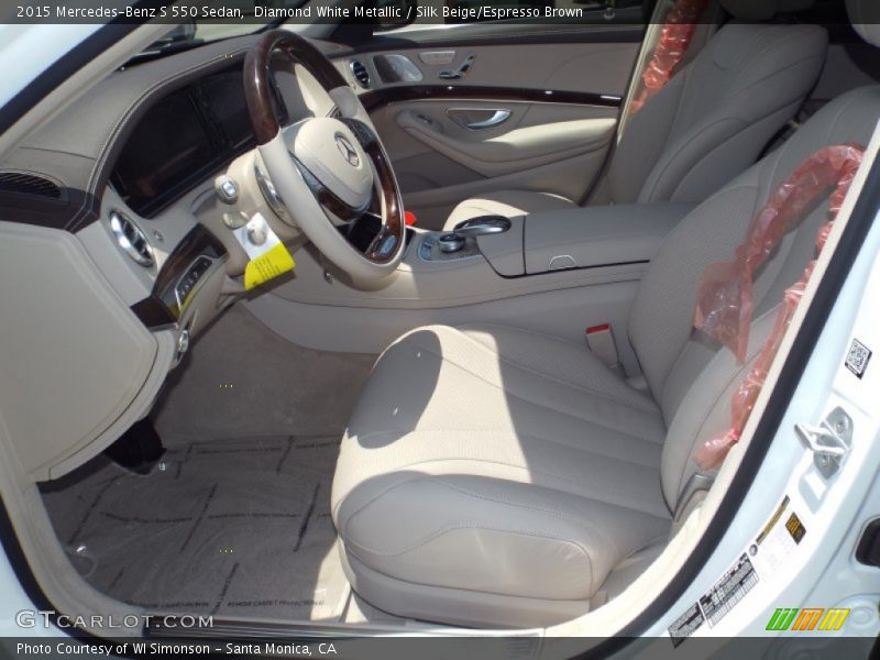 Diamond White Metallic / Silk Beige/Espresso Brown 2015 Mercedes-Benz S 550 Sedan