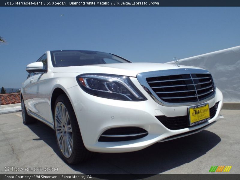 Diamond White Metallic / Silk Beige/Espresso Brown 2015 Mercedes-Benz S 550 Sedan