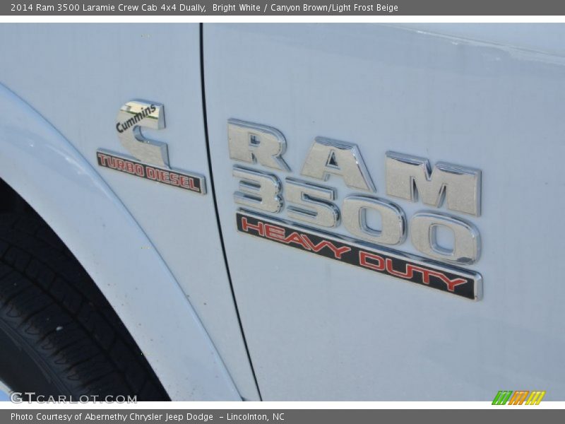 Bright White / Canyon Brown/Light Frost Beige 2014 Ram 3500 Laramie Crew Cab 4x4 Dually