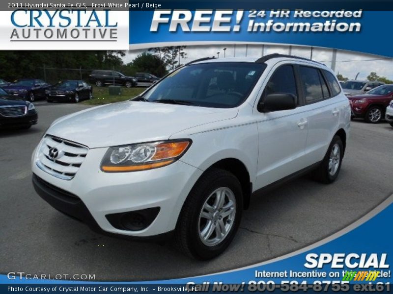 Frost White Pearl / Beige 2011 Hyundai Santa Fe GLS