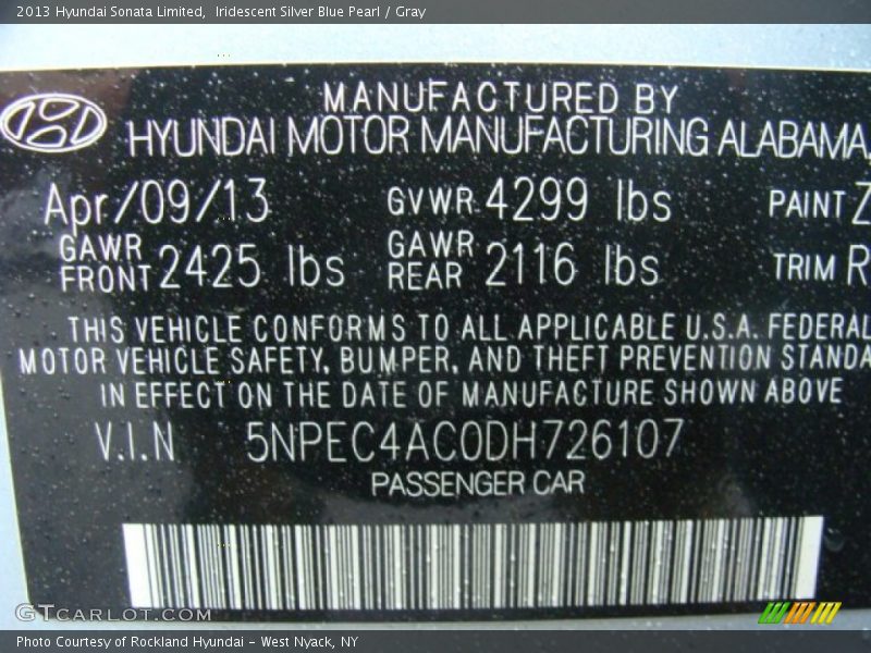 Iridescent Silver Blue Pearl / Gray 2013 Hyundai Sonata Limited