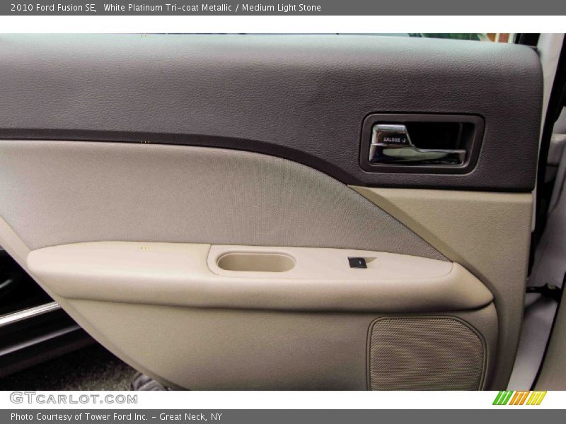White Platinum Tri-coat Metallic / Medium Light Stone 2010 Ford Fusion SE