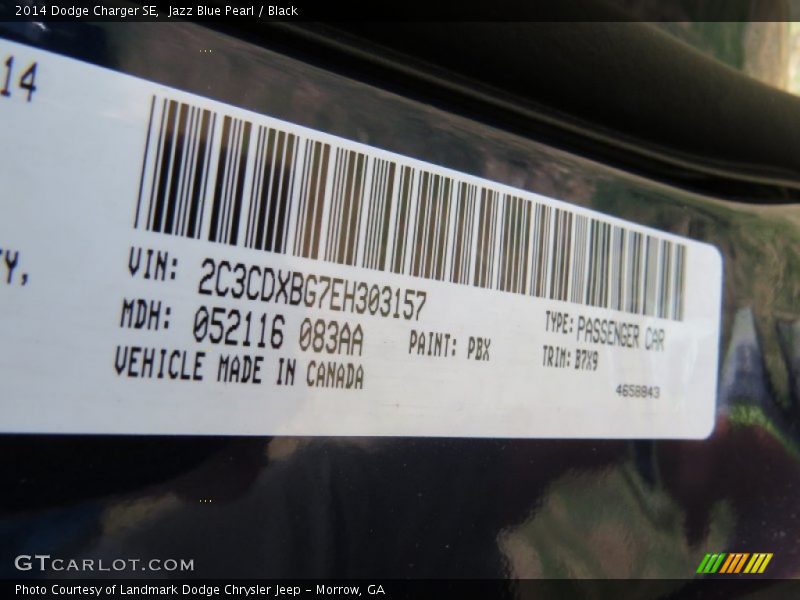 Jazz Blue Pearl / Black 2014 Dodge Charger SE