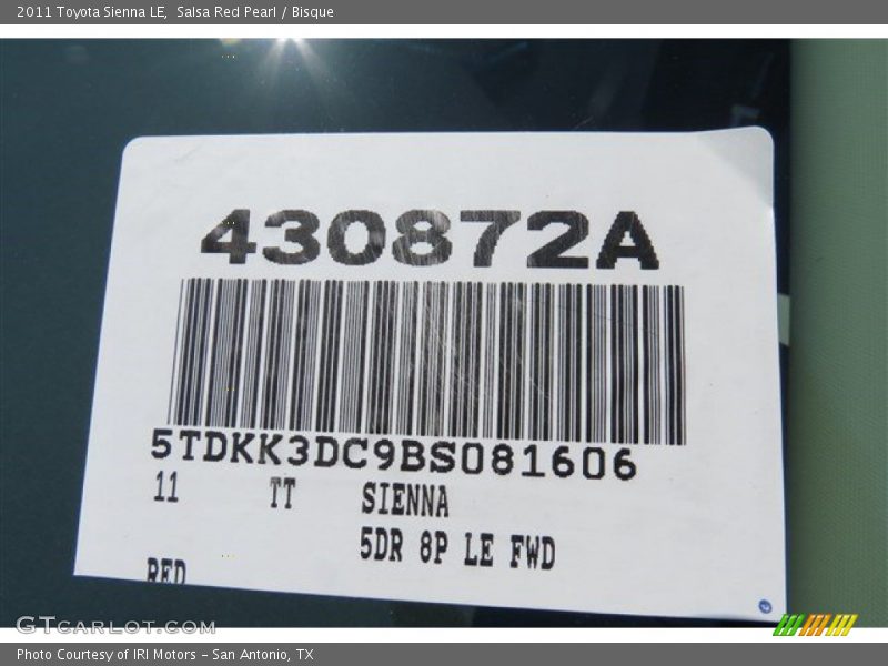 Salsa Red Pearl / Bisque 2011 Toyota Sienna LE