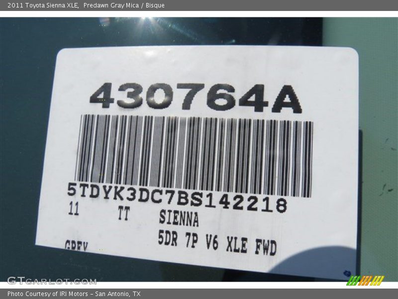 Predawn Gray Mica / Bisque 2011 Toyota Sienna XLE