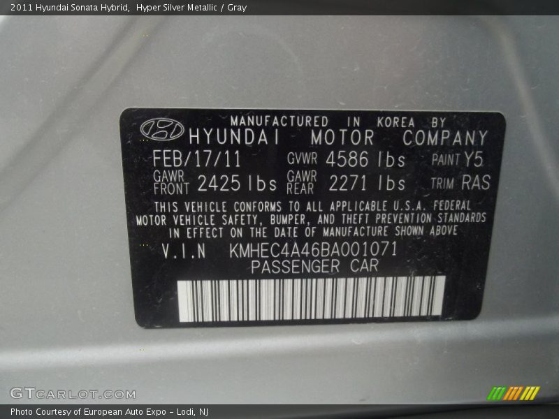 Hyper Silver Metallic / Gray 2011 Hyundai Sonata Hybrid