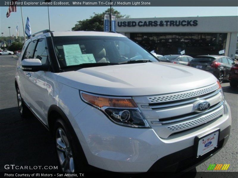 White Platinum Tri-Coat / Medium Light Stone 2013 Ford Explorer Limited EcoBoost