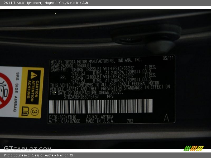 Magnetic Gray Metallic / Ash 2011 Toyota Highlander