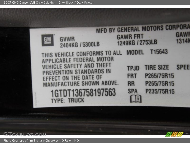 Onyx Black / Dark Pewter 2005 GMC Canyon SLE Crew Cab 4x4