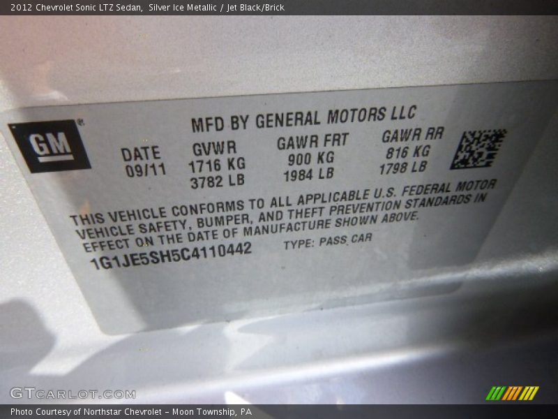 Silver Ice Metallic / Jet Black/Brick 2012 Chevrolet Sonic LTZ Sedan