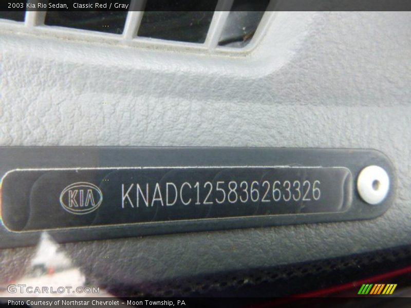 Classic Red / Gray 2003 Kia Rio Sedan