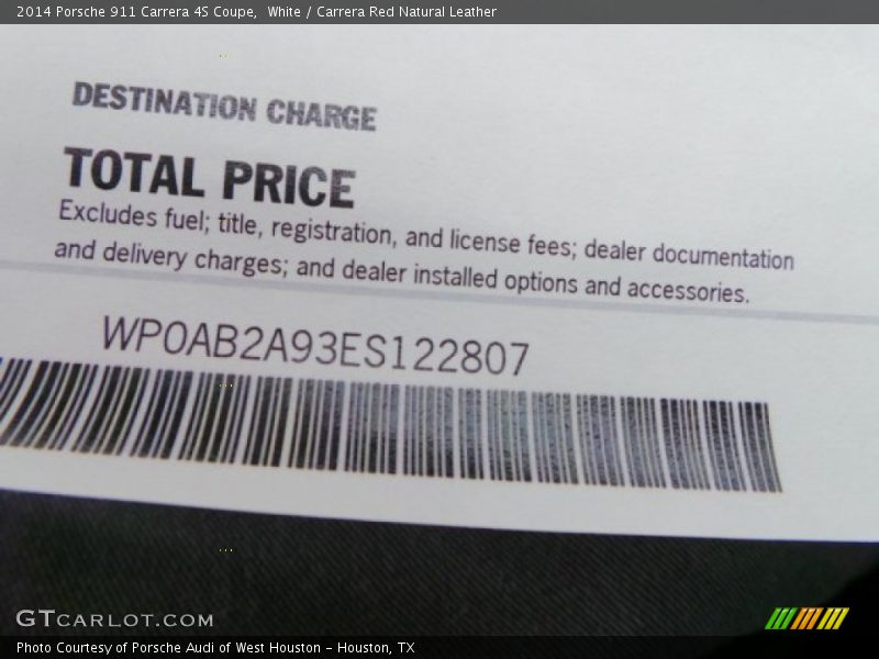 White / Carrera Red Natural Leather 2014 Porsche 911 Carrera 4S Coupe