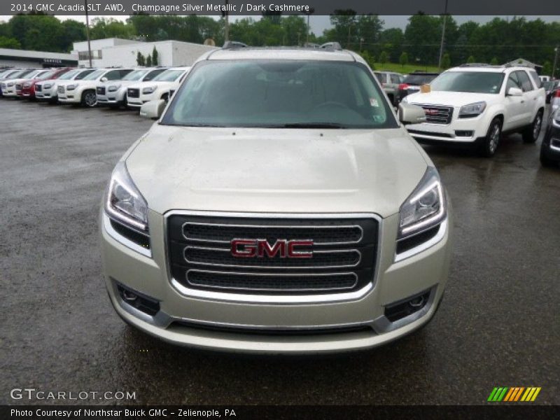 Champagne Silver Metallic / Dark Cashmere 2014 GMC Acadia SLT AWD