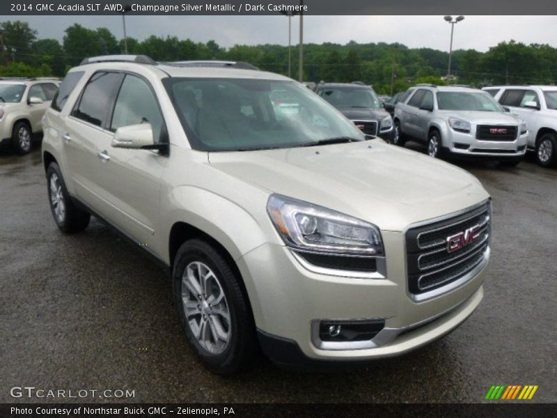 Champagne Silver Metallic / Dark Cashmere 2014 GMC Acadia SLT AWD