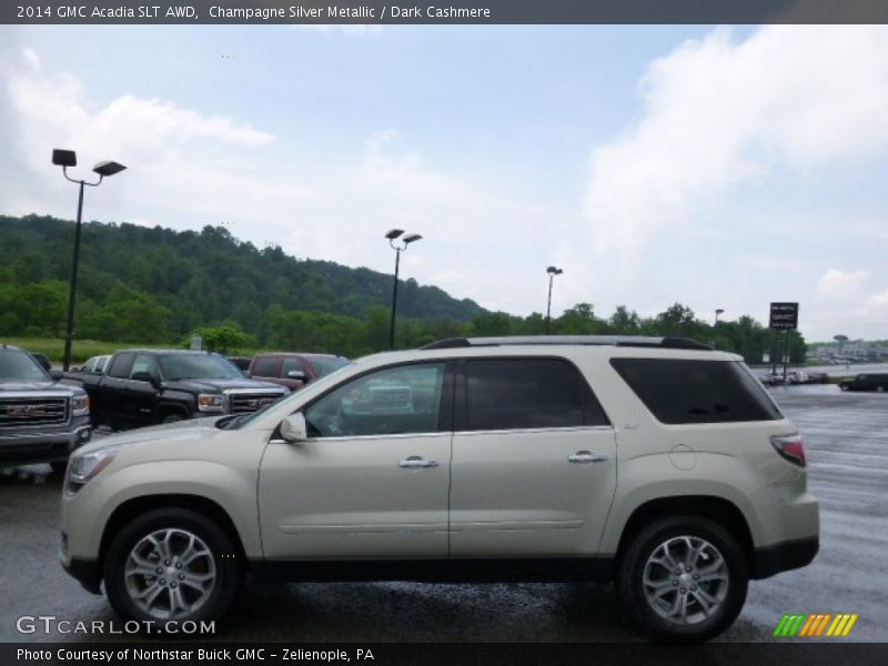 Champagne Silver Metallic / Dark Cashmere 2014 GMC Acadia SLT AWD