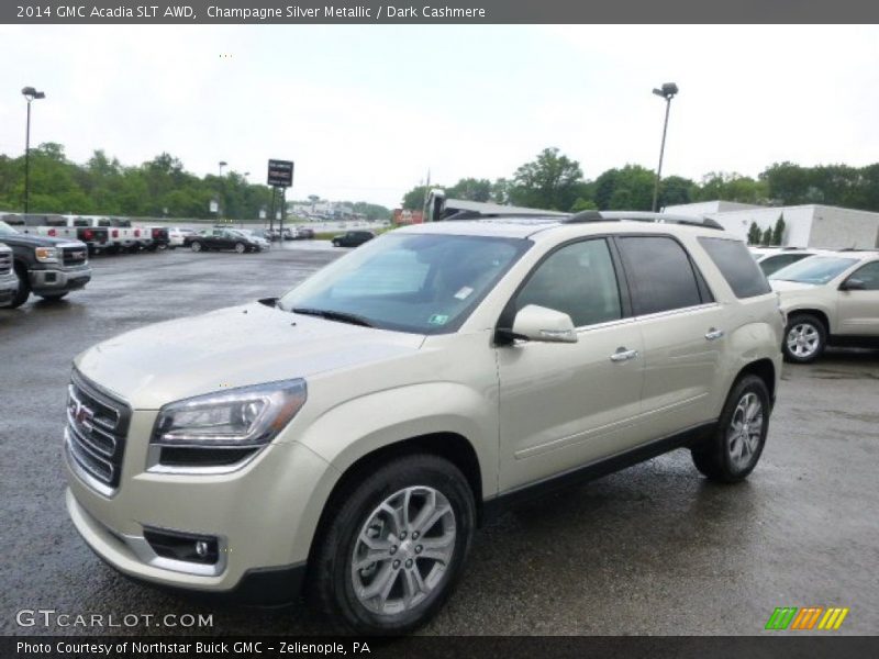 Champagne Silver Metallic / Dark Cashmere 2014 GMC Acadia SLT AWD