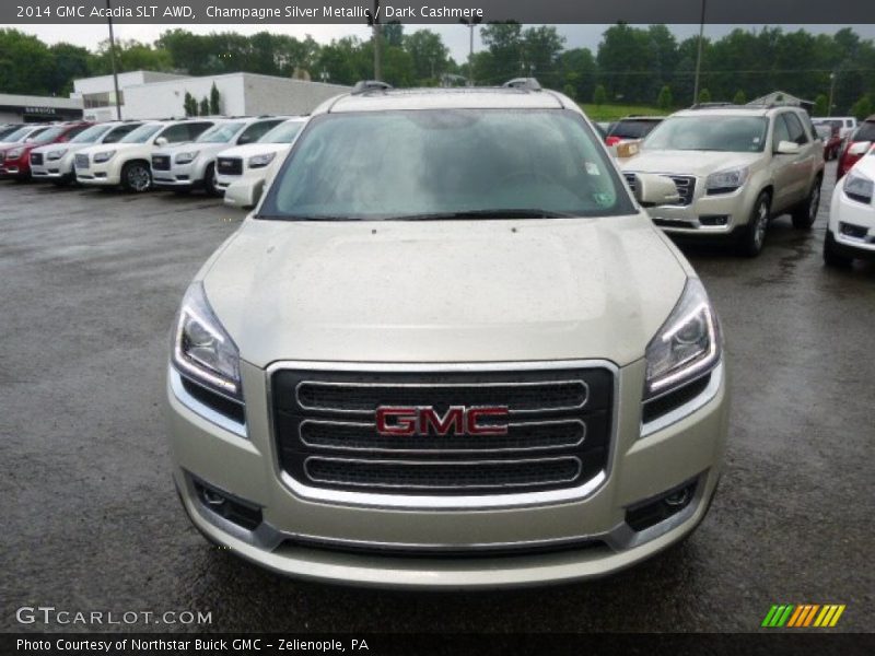 Champagne Silver Metallic / Dark Cashmere 2014 GMC Acadia SLT AWD