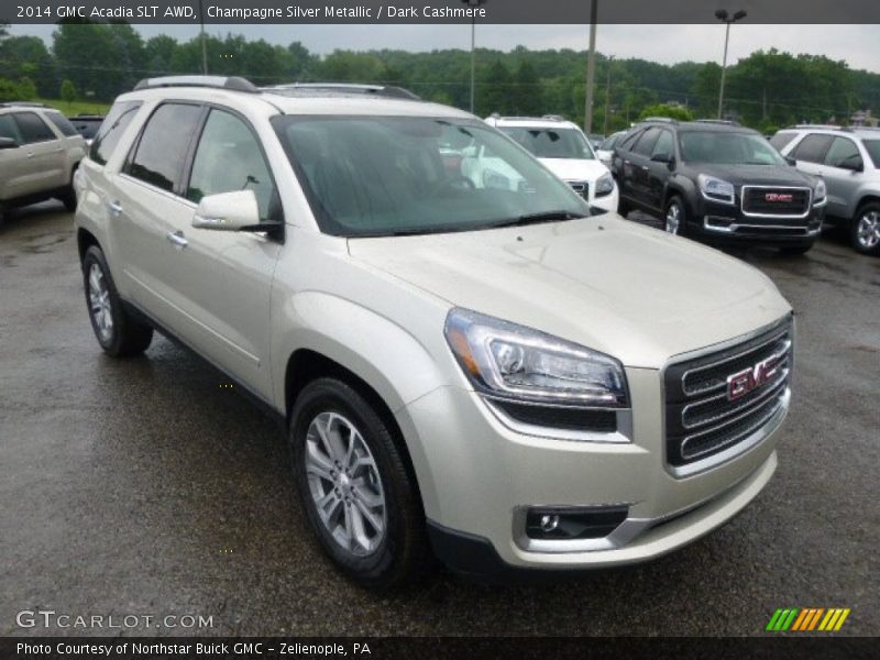 Champagne Silver Metallic / Dark Cashmere 2014 GMC Acadia SLT AWD
