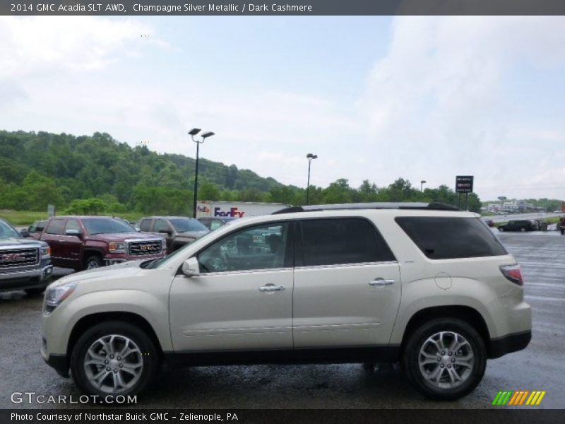 Champagne Silver Metallic / Dark Cashmere 2014 GMC Acadia SLT AWD