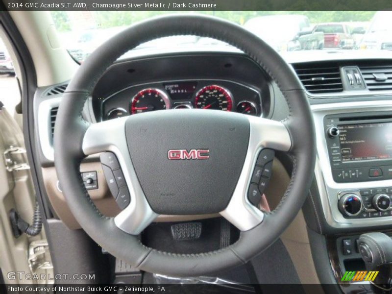 Champagne Silver Metallic / Dark Cashmere 2014 GMC Acadia SLT AWD