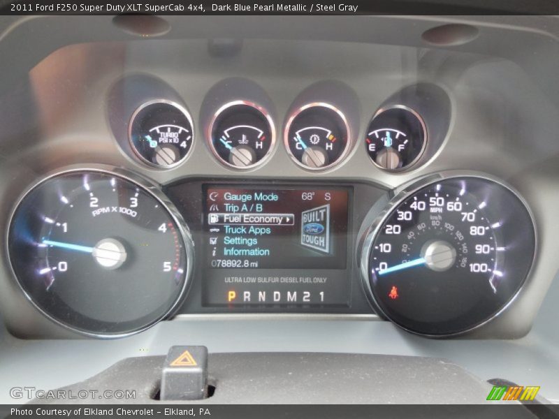 Dark Blue Pearl Metallic / Steel Gray 2011 Ford F250 Super Duty XLT SuperCab 4x4