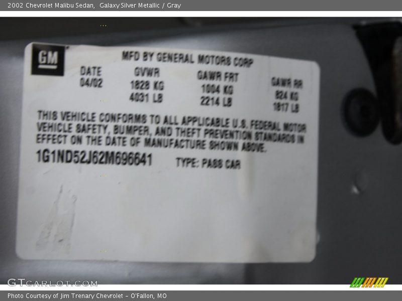 Galaxy Silver Metallic / Gray 2002 Chevrolet Malibu Sedan