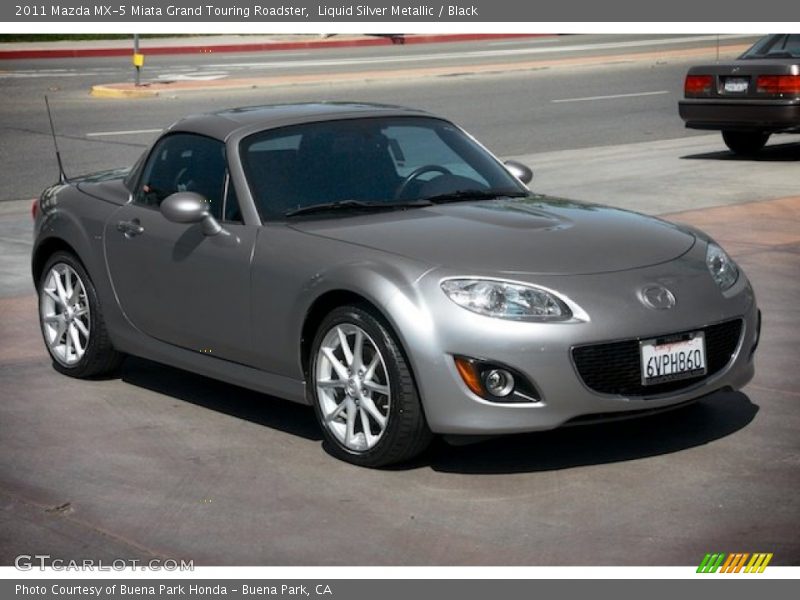 Liquid Silver Metallic / Black 2011 Mazda MX-5 Miata Grand Touring Roadster