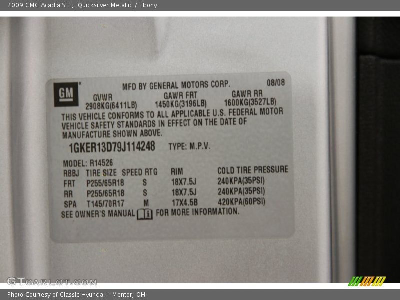 Quicksilver Metallic / Ebony 2009 GMC Acadia SLE