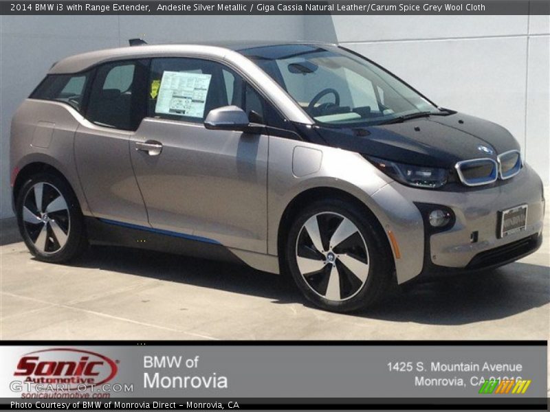 Andesite Silver Metallic / Giga Cassia Natural Leather/Carum Spice Grey Wool Cloth 2014 BMW i3 with Range Extender