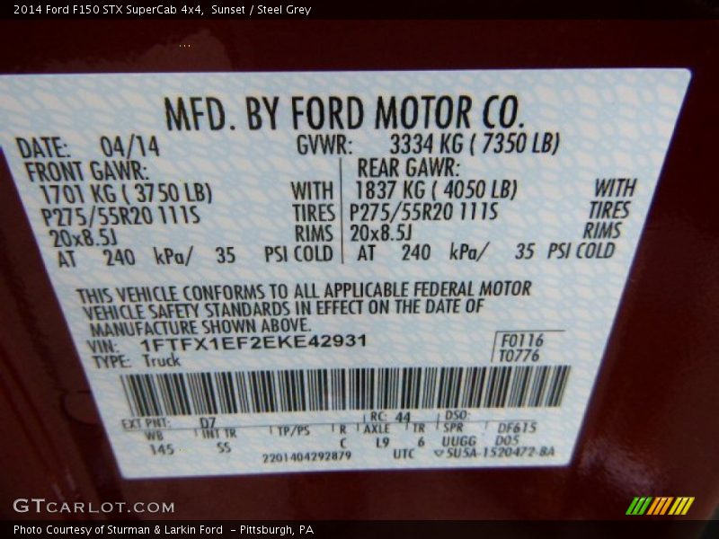 Sunset / Steel Grey 2014 Ford F150 STX SuperCab 4x4