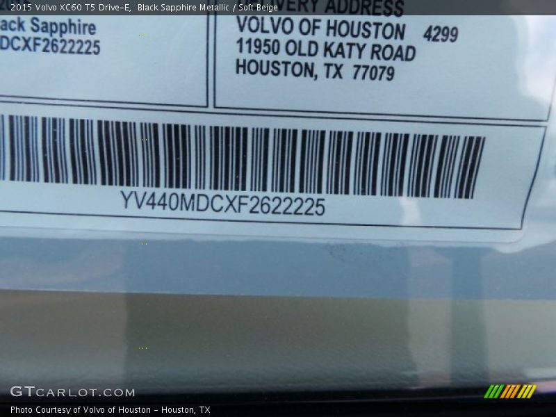 Black Sapphire Metallic / Soft Beige 2015 Volvo XC60 T5 Drive-E