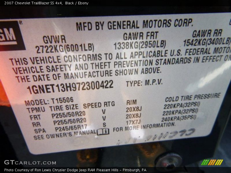 Black / Ebony 2007 Chevrolet TrailBlazer SS 4x4