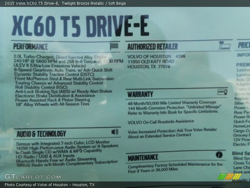 Twilight Bronze Metallic / Soft Beige 2015 Volvo XC60 T5 Drive-E