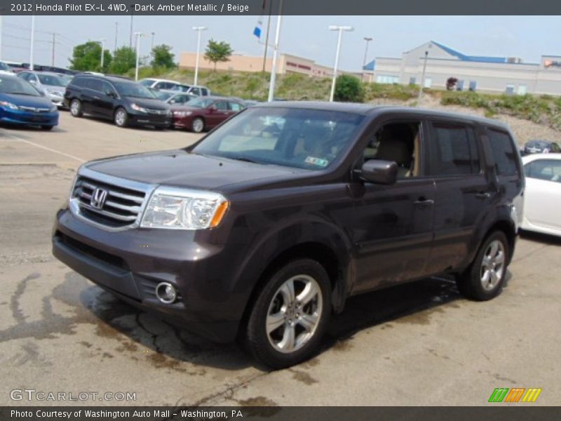 Dark Amber Metallic / Beige 2012 Honda Pilot EX-L 4WD