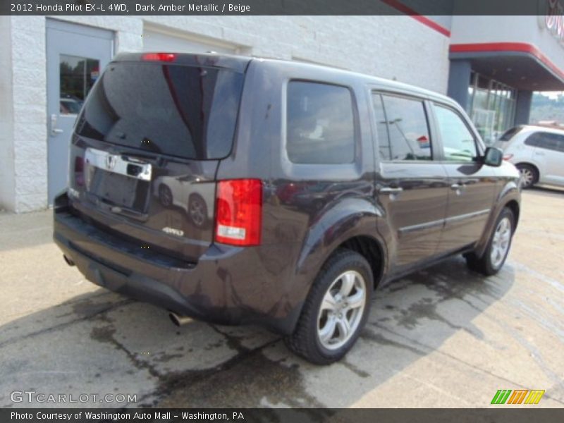Dark Amber Metallic / Beige 2012 Honda Pilot EX-L 4WD