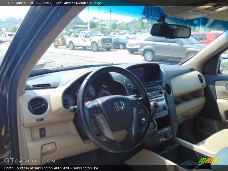 Dark Amber Metallic / Beige 2012 Honda Pilot EX-L 4WD