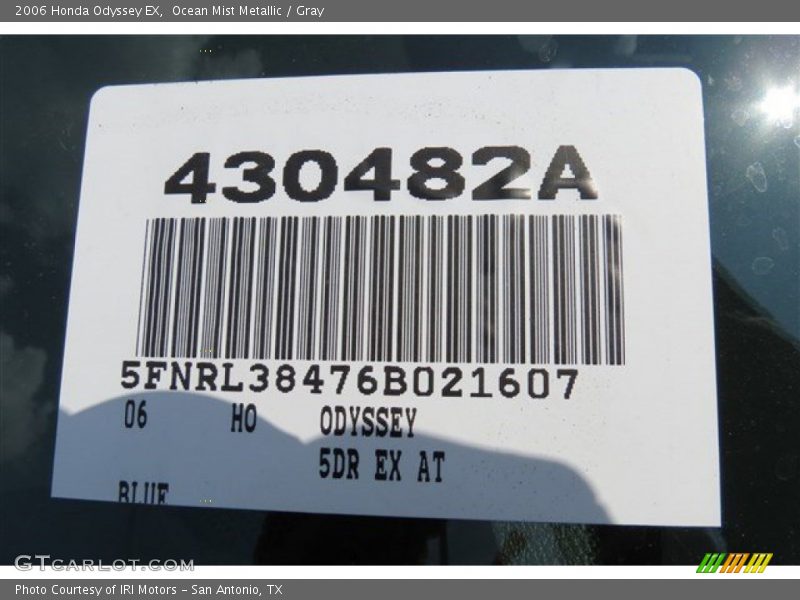 Ocean Mist Metallic / Gray 2006 Honda Odyssey EX
