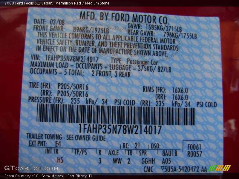 Vermillion Red / Medium Stone 2008 Ford Focus SES Sedan