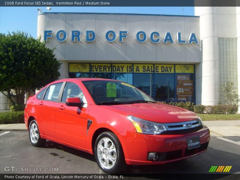 Vermillion Red / Medium Stone 2008 Ford Focus SES Sedan