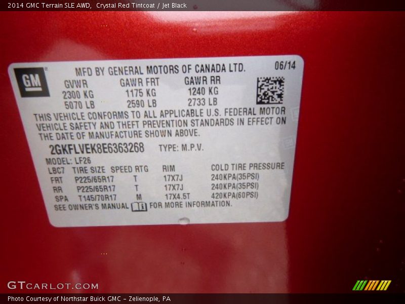Crystal Red Tintcoat / Jet Black 2014 GMC Terrain SLE AWD
