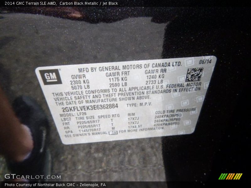 Carbon Black Metallic / Jet Black 2014 GMC Terrain SLE AWD