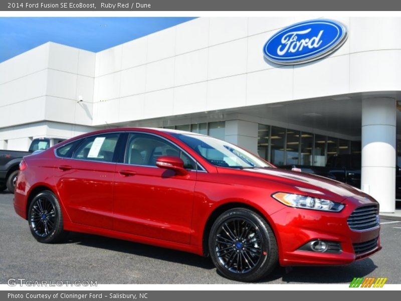 Ruby Red / Dune 2014 Ford Fusion SE EcoBoost