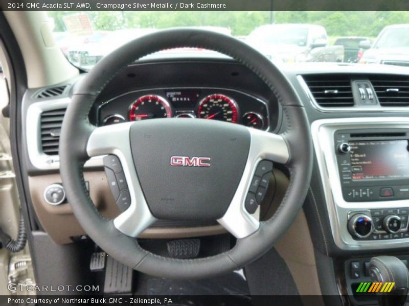 Champagne Silver Metallic / Dark Cashmere 2014 GMC Acadia SLT AWD