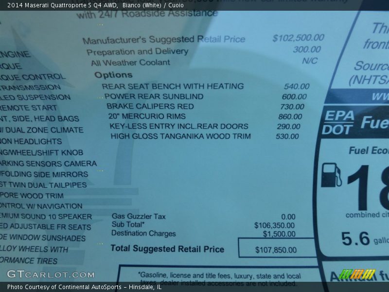 Bianco (White) / Cuoio 2014 Maserati Quattroporte S Q4 AWD