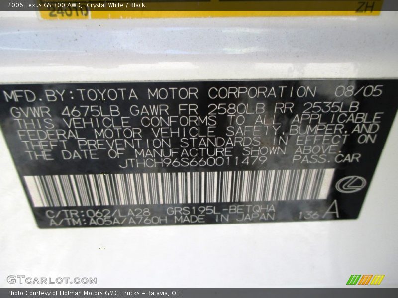 Crystal White / Black 2006 Lexus GS 300 AWD