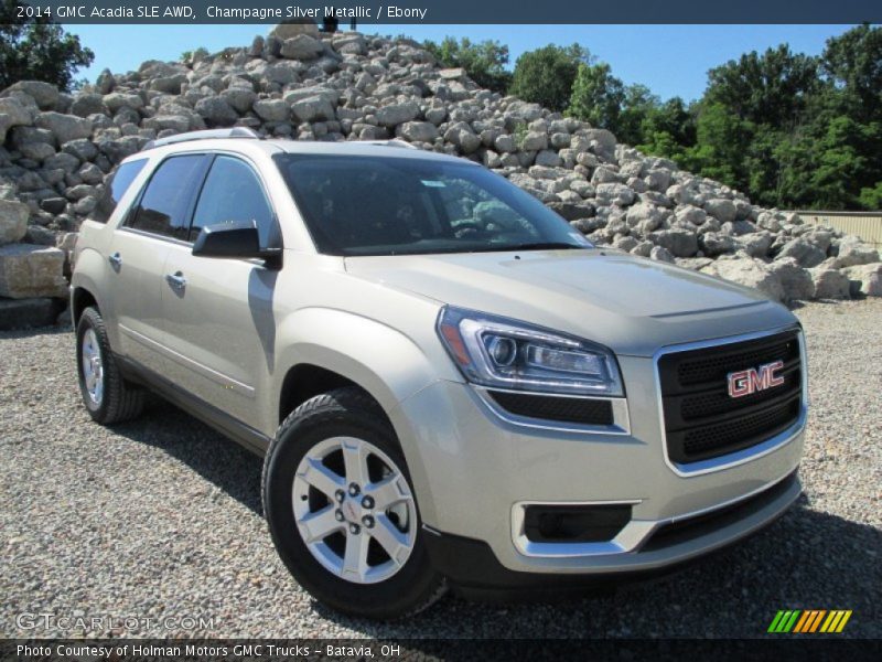 Champagne Silver Metallic / Ebony 2014 GMC Acadia SLE AWD