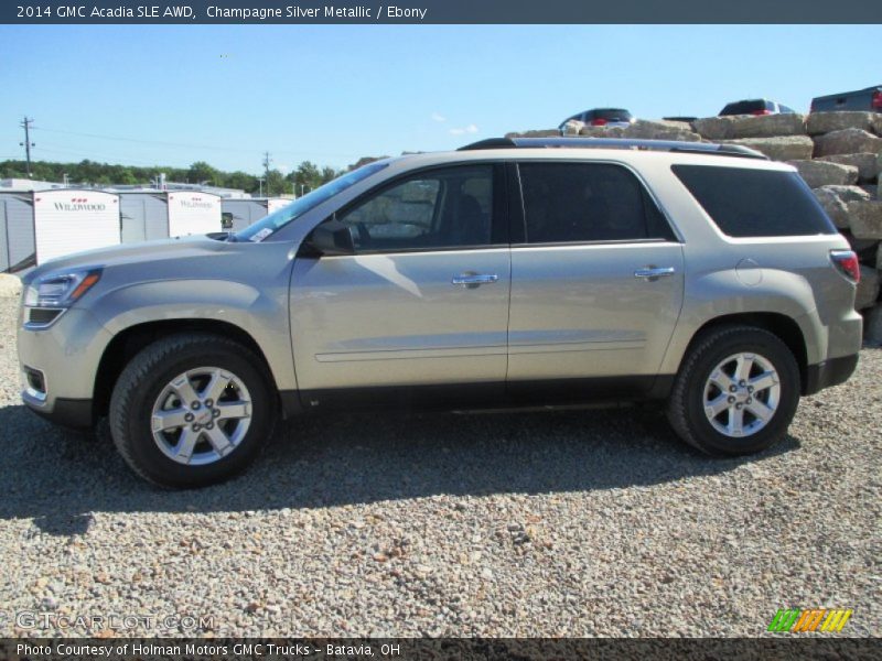 Champagne Silver Metallic / Ebony 2014 GMC Acadia SLE AWD