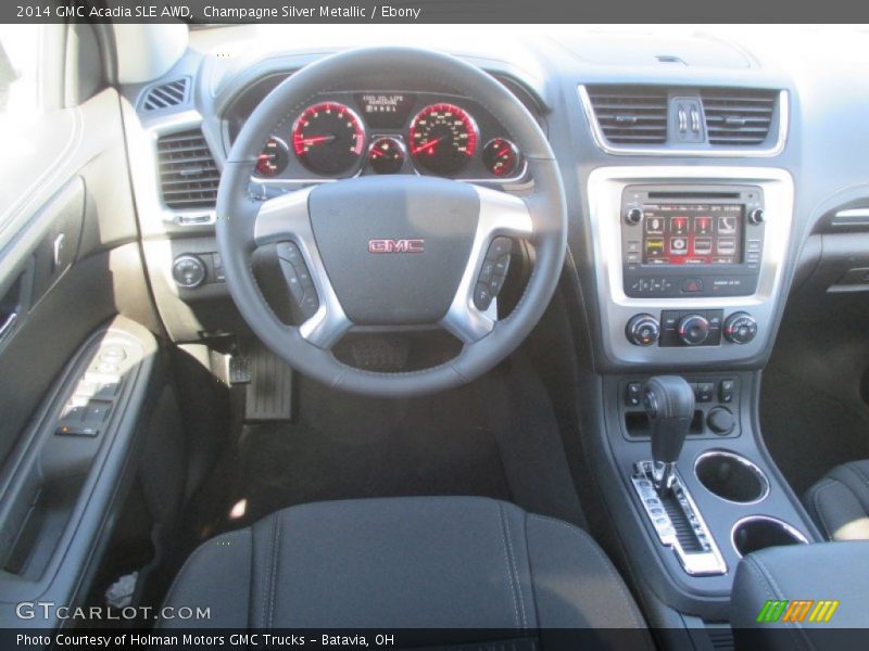 Champagne Silver Metallic / Ebony 2014 GMC Acadia SLE AWD