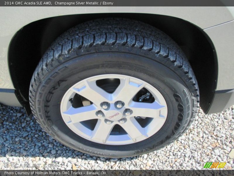 Champagne Silver Metallic / Ebony 2014 GMC Acadia SLE AWD